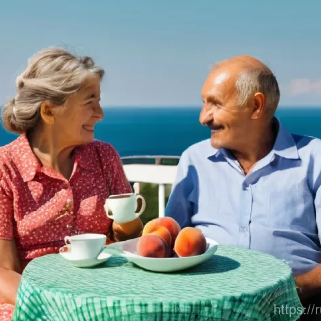 불가리아 법률 및 규정 - **Prompt:** A tranquil scene of an elderly Russian couple (around 65-75 years old) enjoying their re...