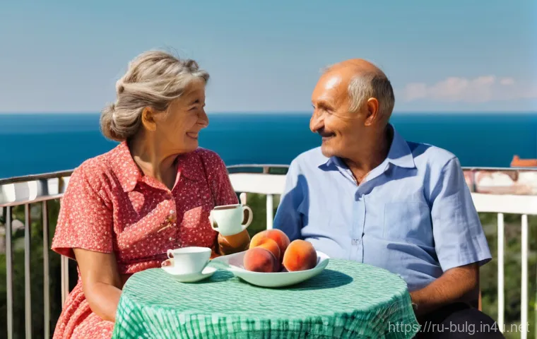 불가리아 법률 및 규정 - **Prompt:** A tranquil scene of an elderly Russian couple (around 65-75 years old) enjoying their re...