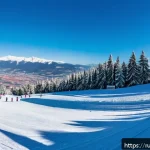 Home 23 불가리아 스키 리조트 추천 - A panoramic winter scene of Bansko ski resort in Bulgaria showcasing a variety of ski slopes for all...