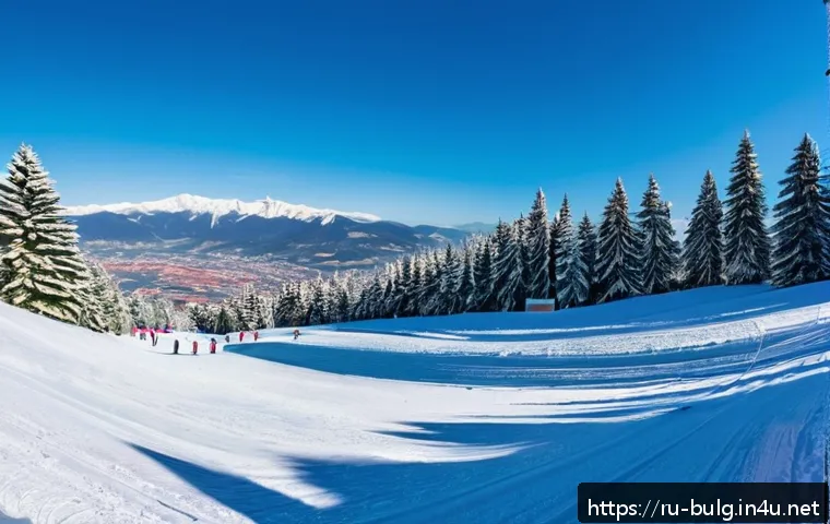 불가리아 스키 리조트 추천 - A panoramic winter scene of Bansko ski resort in Bulgaria showcasing a variety of ski slopes for all...